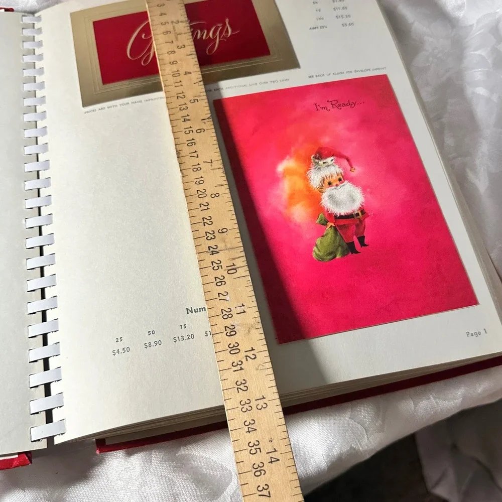 Masterpiece Studios Christmas Card Sample Book 1969 Red Large Good Vintage MCM
